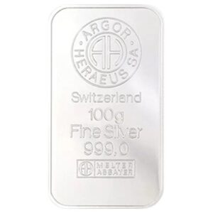 100g Silver Bar Argor Heraeus