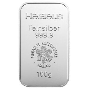 100g Silver Bar Heraeus