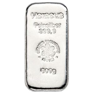 500g Silver Bar Heraeus