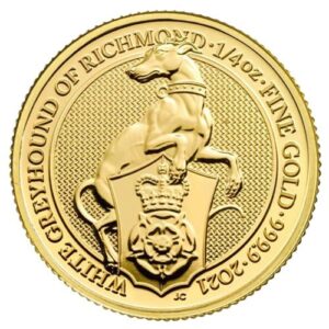 1/4 oz Gold White Greyhound 2021, Queen's Beasts