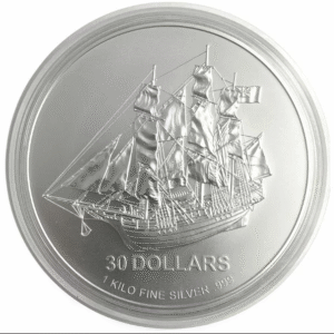 1 Kilo Silbermünze Cook Islands Bounty Schiff 2009 Erstausgabe