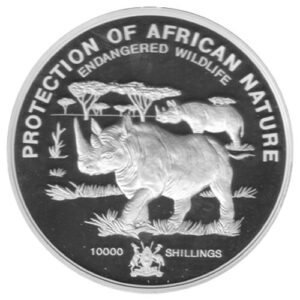 1 Kilo Silbermünze Uganda Rhinoceros 1993